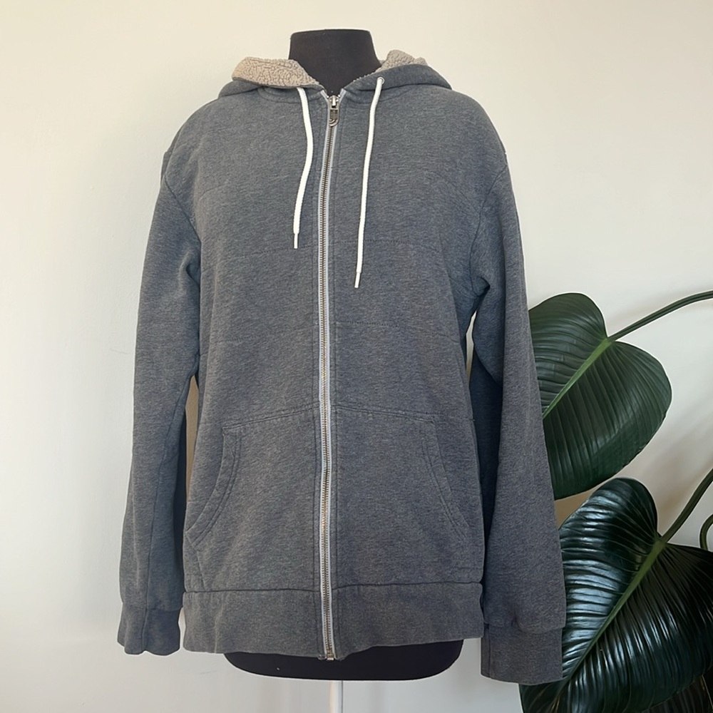 VTG The North Face grey lined zip up fleece hoodie